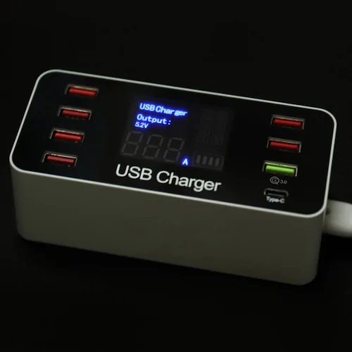 A9+ 7 USB Ports Type-C QC 3.0 Fast Charging Charger 40W - White