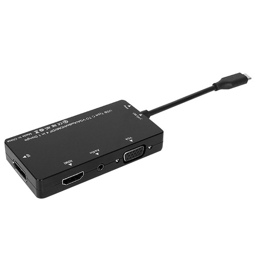 Type-C to VGA + Audio + HDMI + DP Cable - Black 2